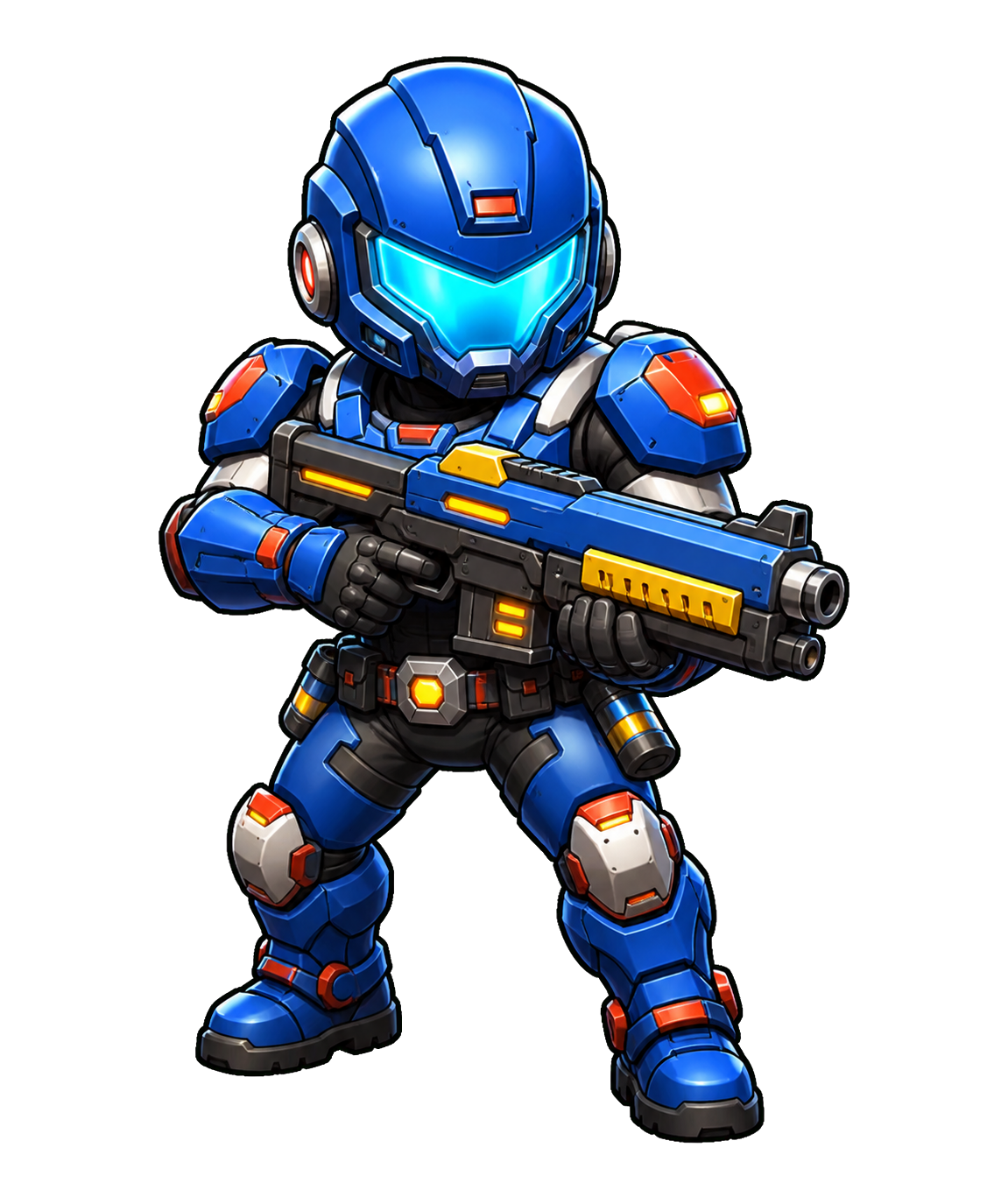 Blue armored fighter